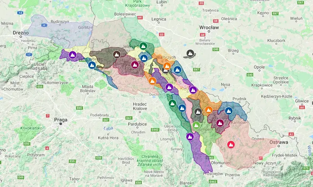 Mapa G&oacute;r Sowich Sudety Środkowe