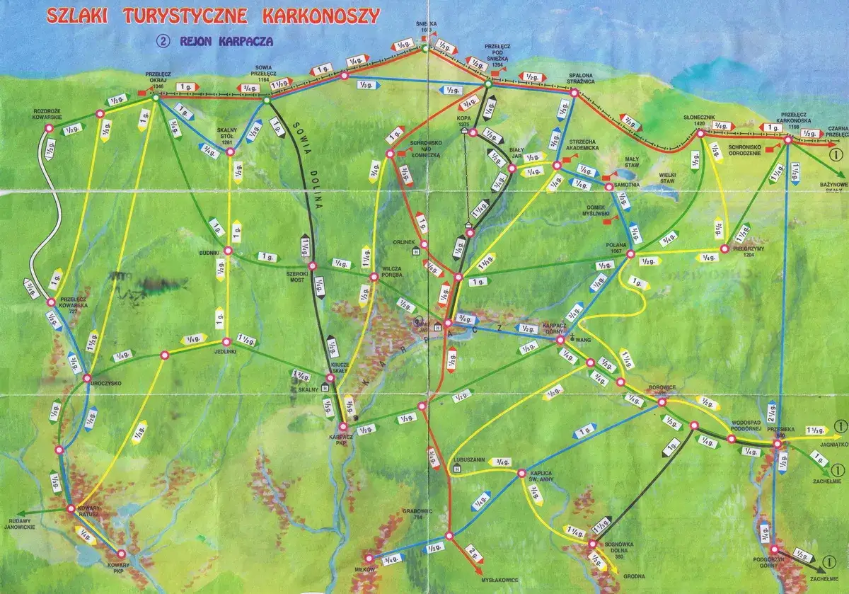 Mapa szlaków Szklarska Poręba Karkonosze