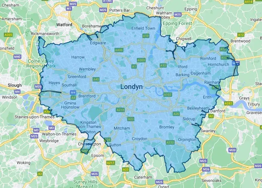 Mapa stref komunikacji miejskiej Londynu