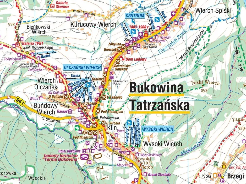 Mapa bacówek Bukowina Tatrzańska Rusinowa Polana