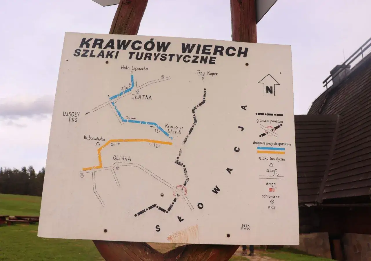 mapa szlaków turystycznych Krawców Wierch