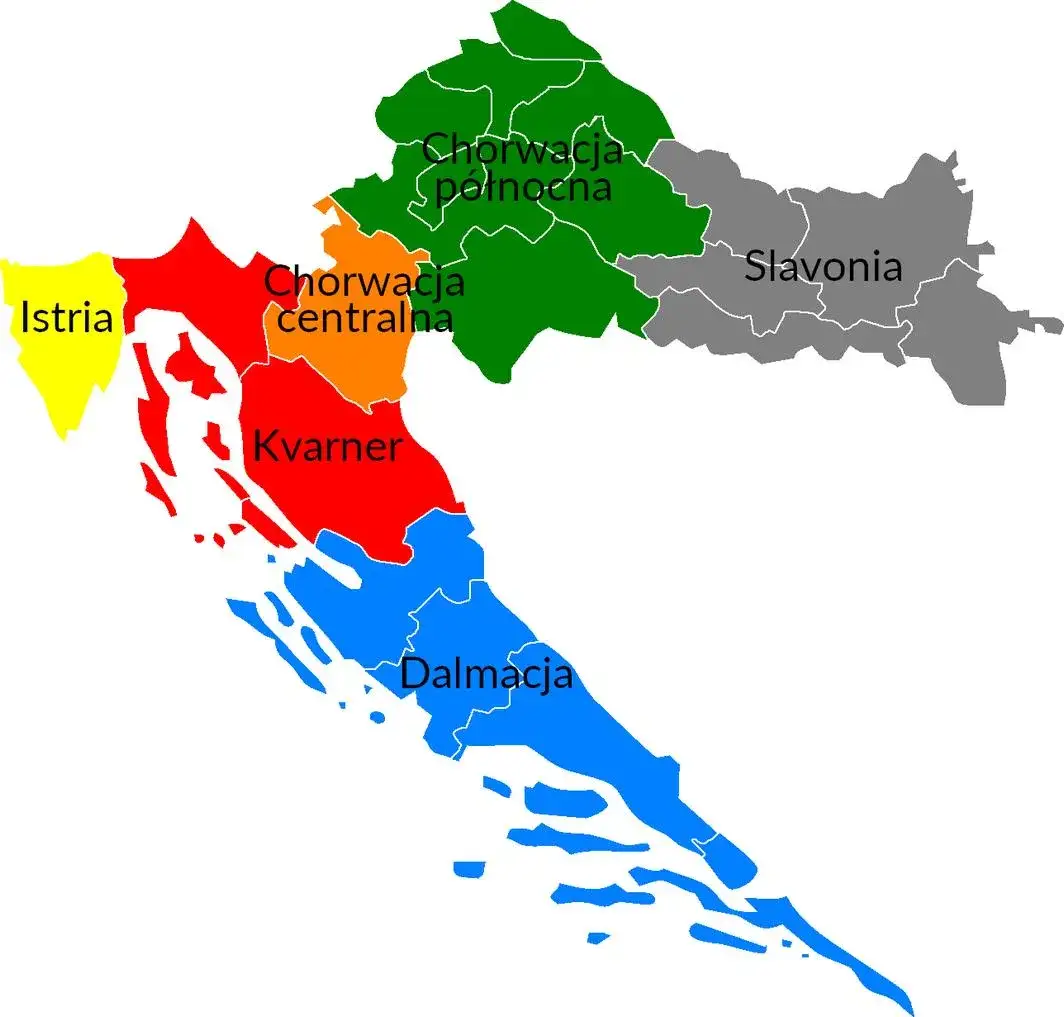 mapa Chorwacji tanie regiony